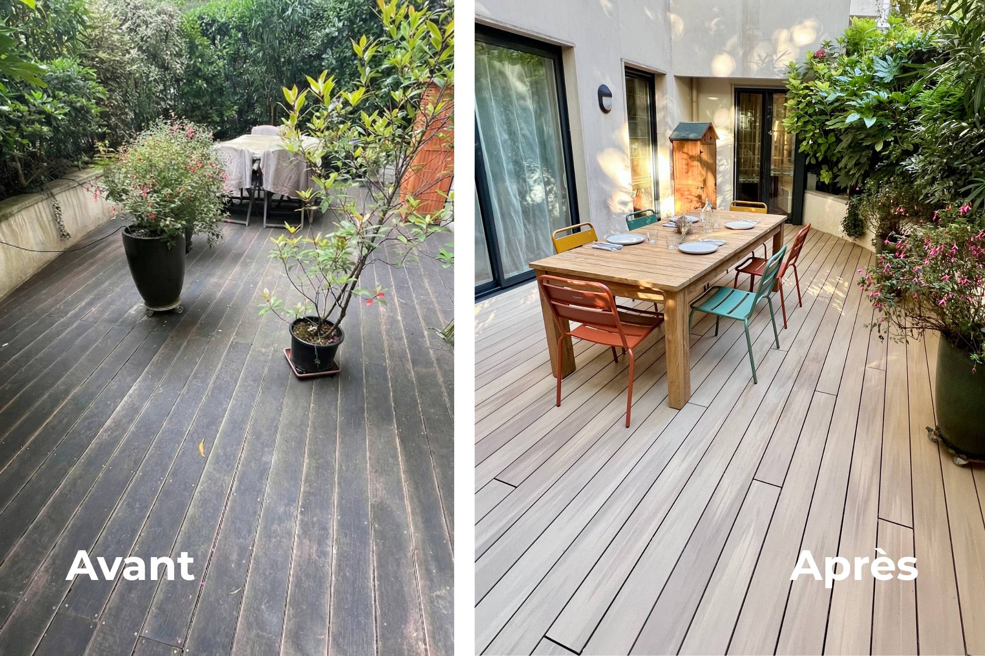 image avant après de la rénovation d'une terrasse 