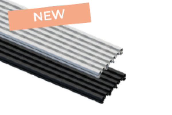 Detail of 2 Silvadec deck ventilation grilles in black and grey